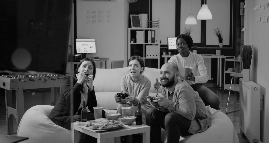 group of people playing video games