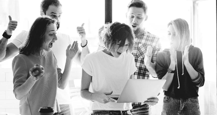 group of cheerful people